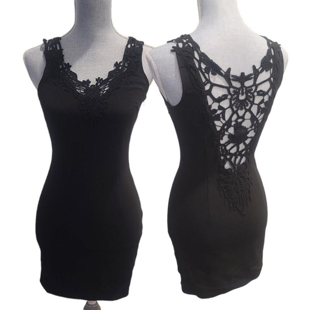 Forever 21 Black Sexy Bodycon Mini Skirt Dress Size Small